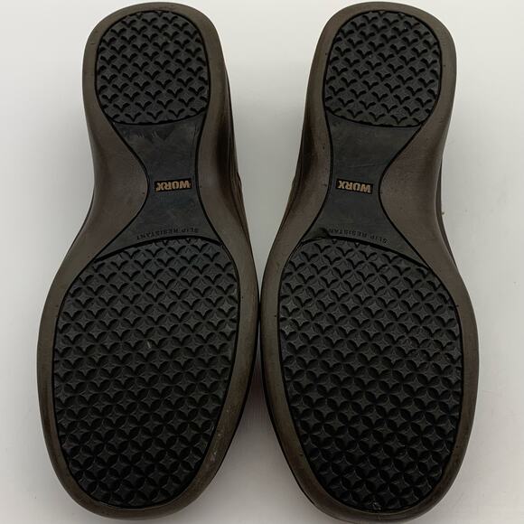 Red Wing Worx Womens 6 M Brown Slip on Leather Clog Support Cushion Steel Toe - Picture 10 of 13